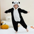 thumbnail image 2 of Bainana Boys Girls Jumpsuit Child Animals Form Print Long Sleeve Hooded Sleepwear Warm Cute Winter Kids Playwear Clothes Black Size, 2 of 4