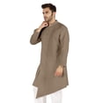 thumbnail image 4 of Atasi Casual Solid Long Sleeve Cotton Kurta For Indian Mens Mandarin Collar Irregular Hem Ethnic Shirt, 4 of 7