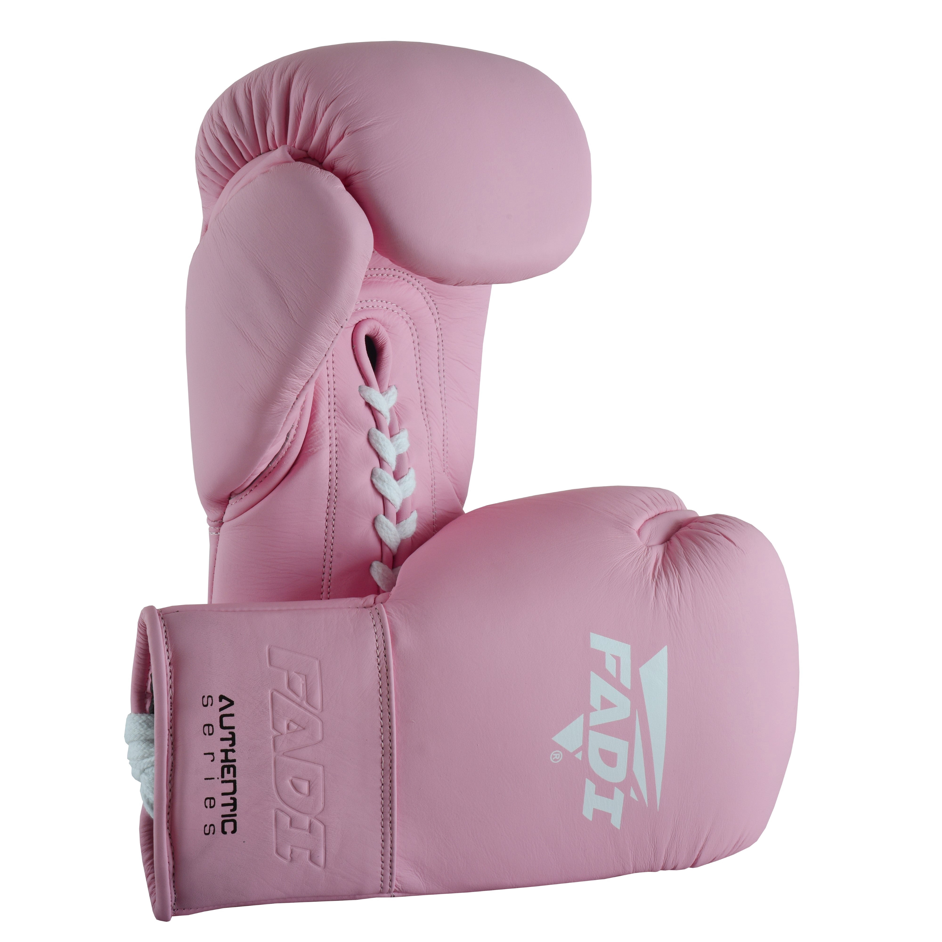 Fadi Sports A2 Lace-Up Boxing Gloves, for Training & Sparring, Matte Cowhide Leather, Pink - 12 oz