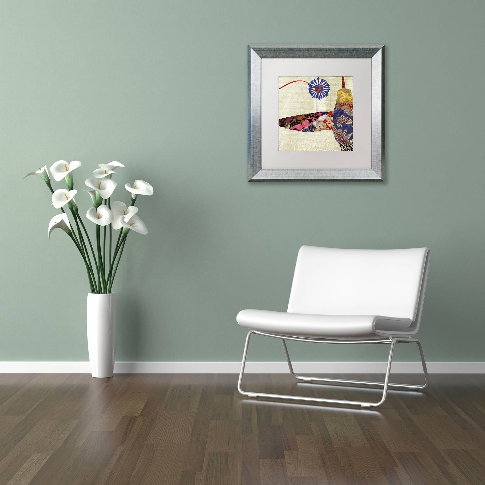 Trademark Fine Art "Hummingbird Brocade I" Canvas Art by Color Bakery White Matte, Silver Frame