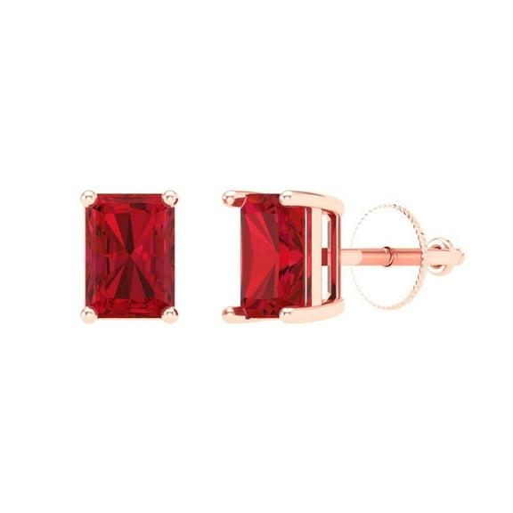 Clara Pucci 2Ct Tourmaline Emerald Cut VVS1 Screw Back Stud 18k Solid hypoallergenic Gold Designer Earrings For October