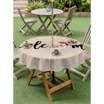 thumbnail image 3 of Outdoor Tablecloth with Umbrella Hole and Zipper, Beige Christmas Round Table Cloth 60 Inch Waterproof Tablecloth, Santa Xmas Rustic Farmhouse Winter Picnic Table Cover for Patio Camping, 3 of 7