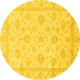 thumbnail image 1 of Ahgly Company Machine Washable Indoor Round Oriental Yellow Traditional Area Rugs, 8' Round, 1 of 4