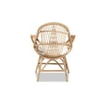 thumbnail image 5 of Baxton Studio Jayden Modern Bohemian White Fabric Upholstered and Natural Brown Finished Rattan Accent Chair, 5 of 7
