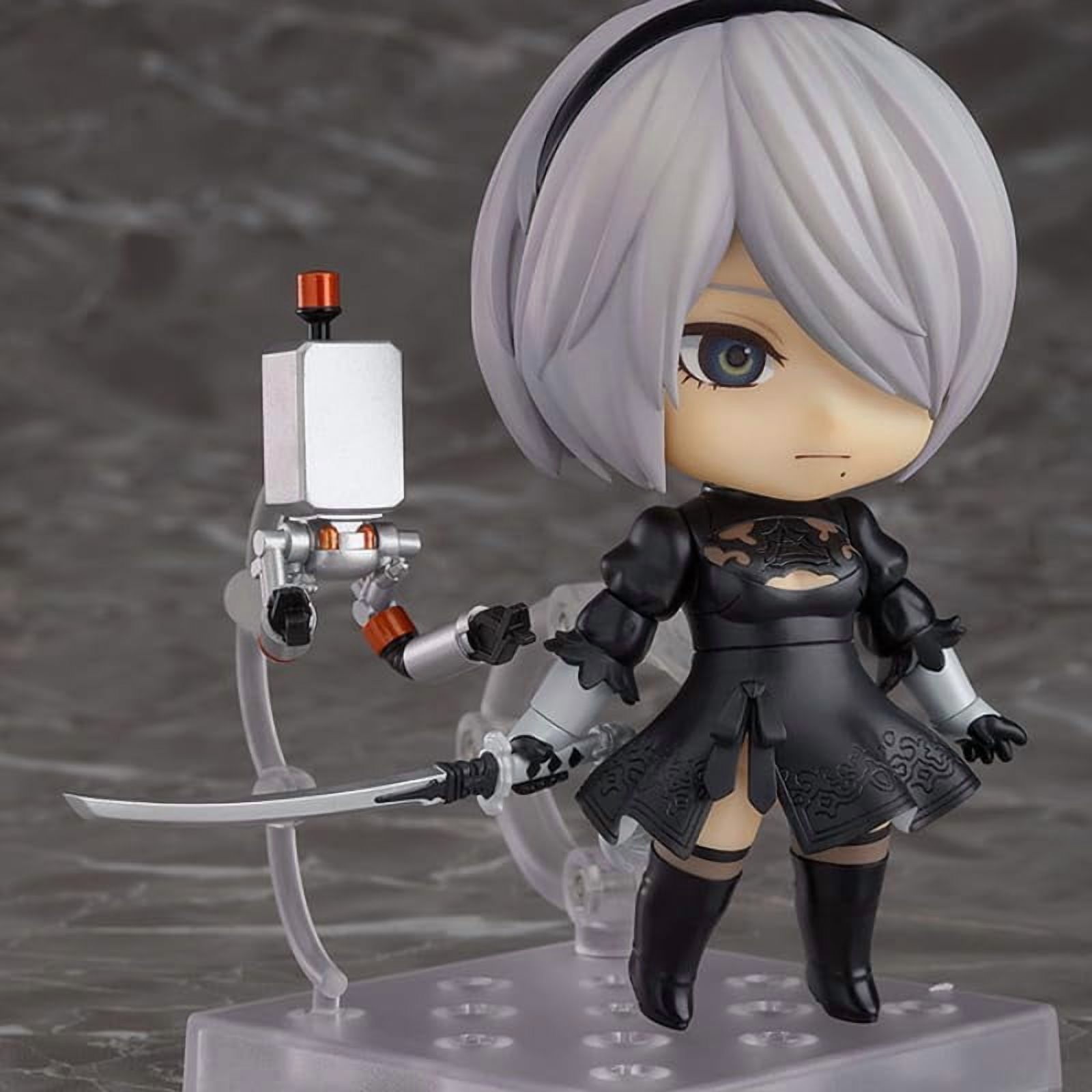 New Yorha 2B Figure, Q Version Fighting Movable Yorha No.2 Type B Anime Figure 10cm/3.9inch PVC Character Figurine Cosplay Model Handicrafts Gift