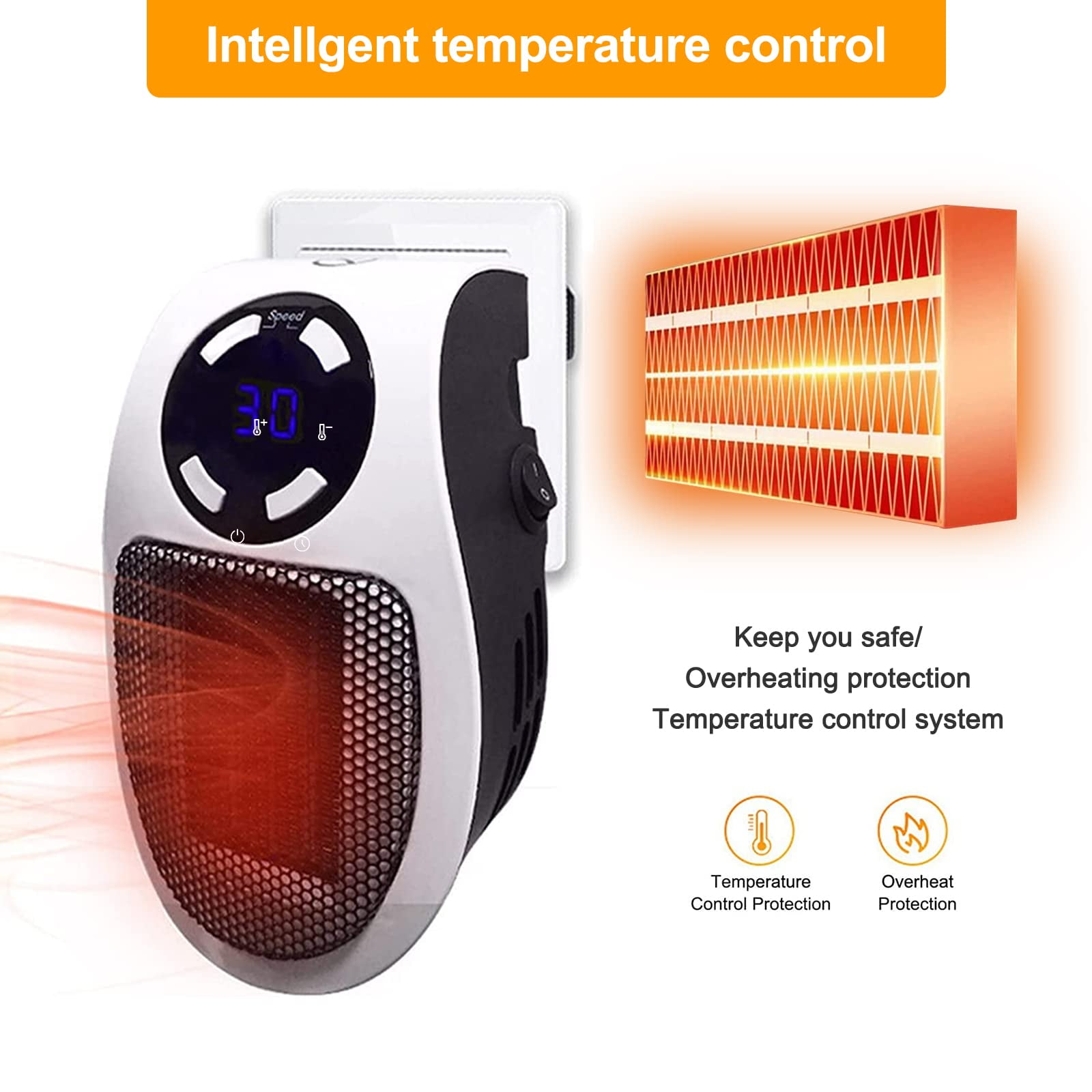 Plug In Heater for Indoor Use - 350W Fast Heating Alpha Heater Small Plug  In Wall Heater, Low Wattage Space Heater with Thermostat, Timer, Led  Display - Walmart.com