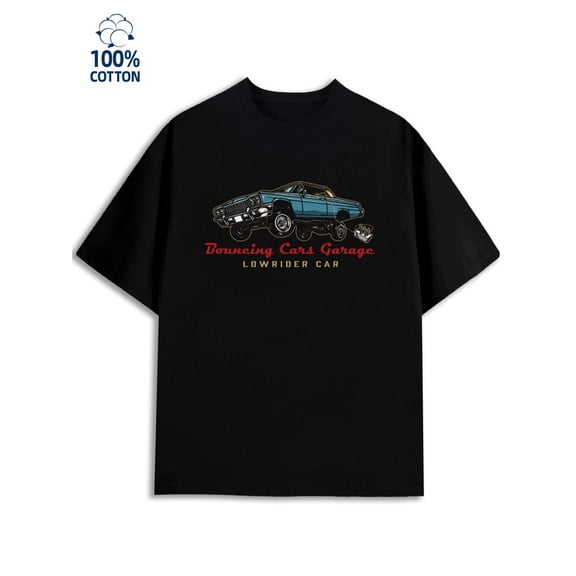 Lowrider Car Tee men garage 180G 100% Cotton black garage graphic Retro Unisex Shirt Cotton tshirts Casual Unisex Shirt Cotton tshirts Funny Unisex Shirt Graphic Tee tshirts