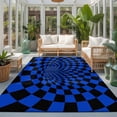 Blue Checker Large Area Rugs 8x10ft Modern Abstract Dark Blue Tunnel ...