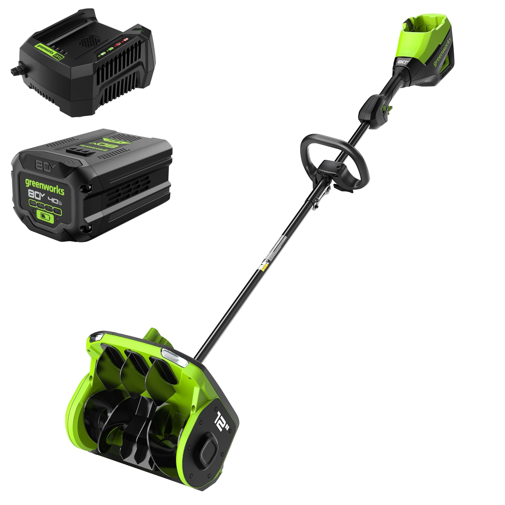 Open Box Greenworks 80V 12" Cordless Battery LED Snow Shovel with Directional Vanes, 4.0Ah Battery and Charger