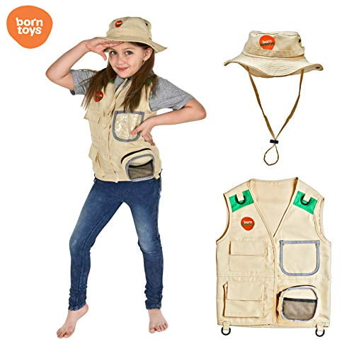Born Toys Explorer and Safari Costume Vest and Hat Set for Kid Explorer