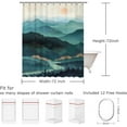 thumbnail image 4 of Mountain Shower Curtain, Teal Shower Curtain for Bathroom, Cool Shower Curtain Nature Shower Curtain Hooks, Watercolor Misty Forest Sun Sunset Landscape Shower Curtain, 72Wx72H Inch, 4 of 6