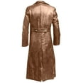 thumbnail image 6 of FAVIPT Mens Retro Faux Leather Trench Coat Full Length Classic Medieval Long Jackets Motorcycle Long Sleeve Zipper Outerwears Brown,XXL, 6 of 6