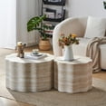 thumbnail image 3 of SESSLIFE Modern Round Coffee Table Set, 2 Piece Living Room Tables with Faux Mars Pattern, Easy to Clean Minimalist Side Table for Apartment, Office, Compact Design, 3 of 11