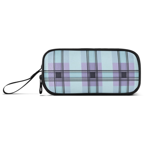 Cute Purple and Black Plaids Pencil Case Stationary Holder Pen Bag Pencil Pouch Tool Organizer 3 Compartments