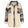 thumbnail image 4 of Pntutb Moda Mujer Bolsillos casuales Impreso Manga larga tops Chaqueta Abrigo a cuadros Pntutb Pntutb-3254, 4 of 6