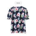 thumbnail image 4 of NFTOEIULA Women Tropical Puffy Short Sleeves V-Neck Blouse, 4 of 6