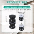 thumbnail image 2 of Uxcell Glass Shower Door Handle, Aluminum Alloy Back-to-Back Knob for Sliding Glass Door Black, 2 of 7