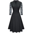 thumbnail image 2 of Elegante vestido de cóctel para fiesta con falda plisada de encaje calado, 2 of 6