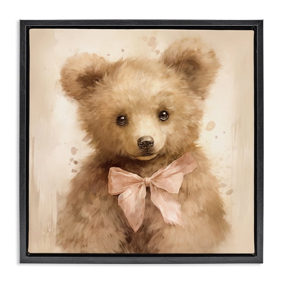 Stupell Industries Little Baby Bear Black Framed Floater Canvas Wall Art, design by Tina LeCour