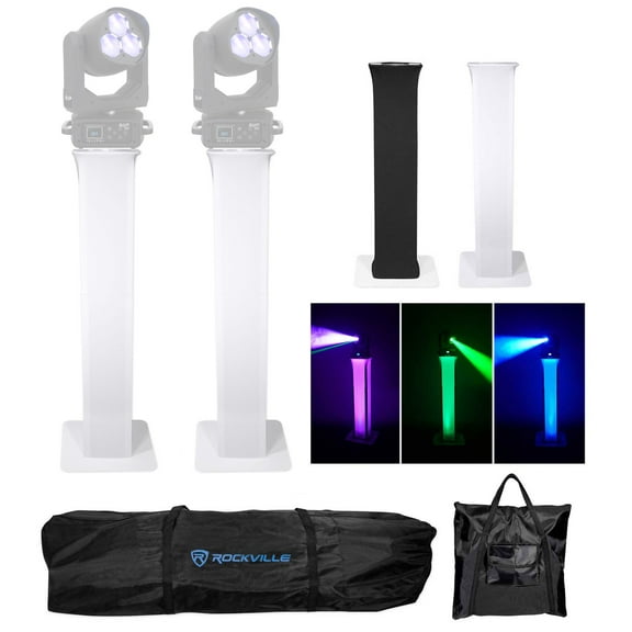(2) Totem Stands Black White Scrims For (2) Elation Rayzor 360Z Lights