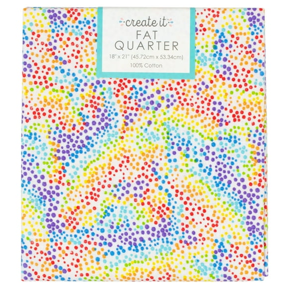 Create It 18"x21" 100% Cotton Rainbow Dots Precut Sewing & Craft Fabric, Multicolor 1 Piece