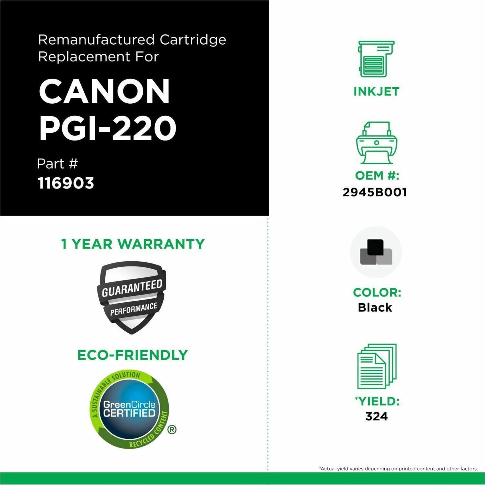 Clover Imaging Non-OEM New Black Cartridge for Canon PGI-220