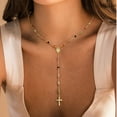 thumbnail image 5 of Turandoss 14K Gold Plated Cross Necklace for Women Dainty Holy Mary Medal Cross Colorful Rosary Beaded Y Chain Teacher Appreciation Mothers Day Graduation Gifts for Her Mom Kids Teen Girls Wife Ideas, 5 of 8