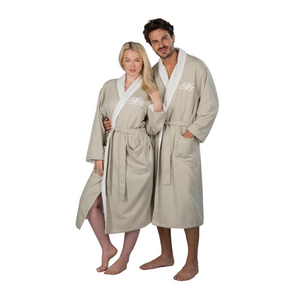 Mr and Mrs Gabardine Bathrobes Luxury Couples Robes Set Includes a