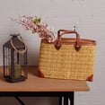 thumbnail image 3 of RECTANGULAR STRAW MARKET BAG LEATHER HANDLES, 3 of 4