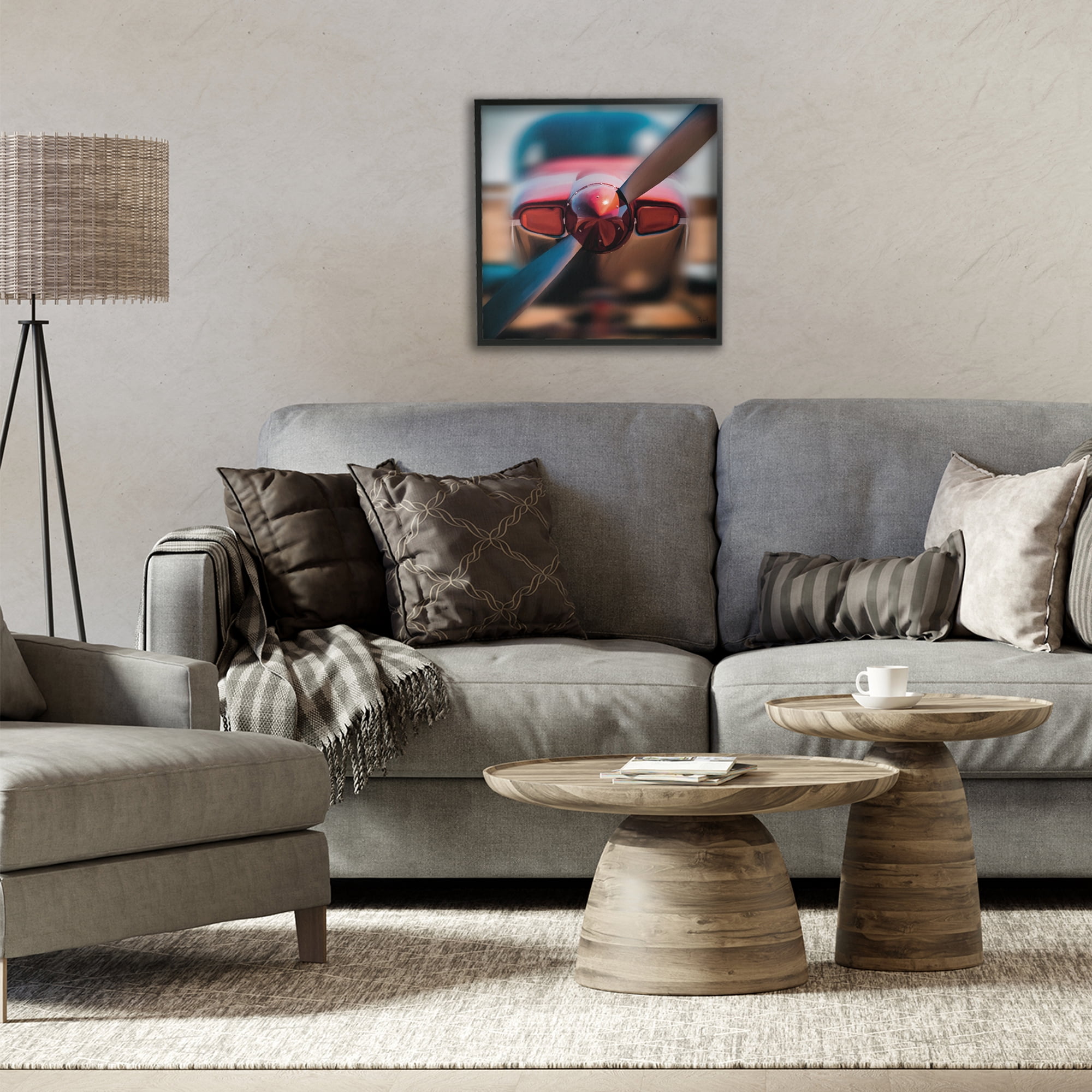 Stupell Industries Red Aircraft Propeller Black Framed Giclee Art, design by Renel Peters