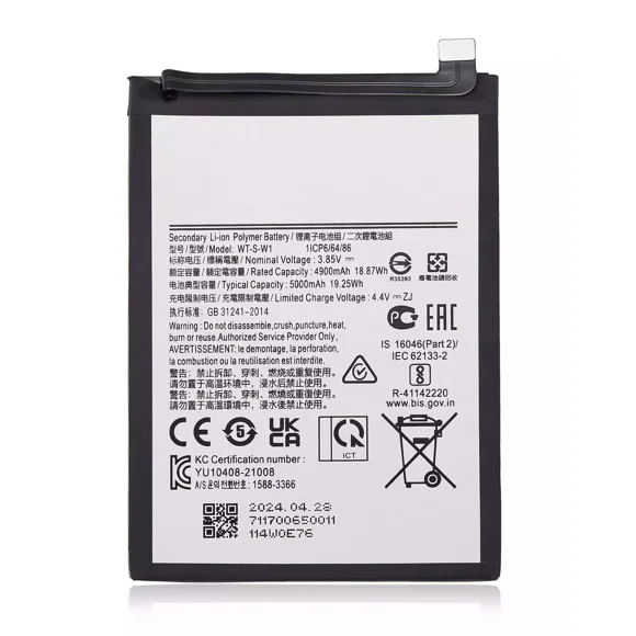 Replacement Battery Compatible For Samsung Galaxy A04 (A045 / 2022) / A04E (A042 / 2022) / A14 (A145 / 2023) / A14 5G (A146U / A146P / A146V / A146W / 2023) (WT-S-W1)
