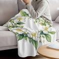 thumbnail image 3 of Green White Botanical Blanket Soft Cozy Warm Throw Blanket for Couch, Plush Fuzzy Flannel Fleece Blankets for Sofa, Summer Spring Floral Bed Blankets Lightweight Gifts for Women, 50"x80", 3 of 9