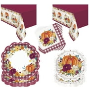 Pioneer Woman Burgundy Harvest Thanksgiving Party Tableware Kit for 16