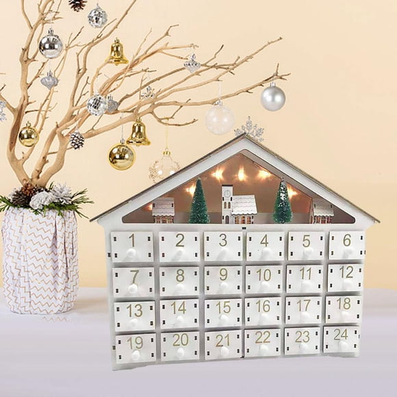 Calendario de Adviento de navideño creativo con 24 cajones Decoración navideña Calendario de nta de regresiva con pilas para regalos CUTICAT Calendario de adviento