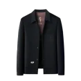thumbnail image 1 of Abrigo de lana de doble cara, chaqueta corta para hombre, solapa, abrigo informal de otoño, ropa negra, 1 of 3
