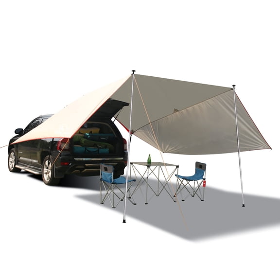 REDCAMP Waterproof Car Awning Portable Auto Canopy Camper Trailer Sun Shelter for Outdoor Camping SUV Truck Van, Beige