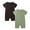 Green & Dark Brown, variant on MYGBCPJS Baby Boy Romper Sleepsuit Toddler Baby Girl Short Sleeve Bodysuit Pajamas, Bamboo Rayon, Ribbed Knitted, 2-Pack