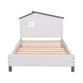 thumbnail image 6 of Churanty Wood Twin Bed Platform with House Shape Headboard Beds, Twin Size Panel Bed Frame for Kids Boys Girls Teens Bedroom,White + Gray, 6 of 11