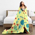 thumbnail image 5 of DouZhe Ultra-Soft Micro Fleece Lightweight Flannel Bed Blanket, Retro Yellow Flower Design Print Cozy Warm Throw Blankets, 40"x30", 5 of 7