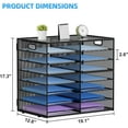 thumbnail image 3 of 14 Compartments Paper Organizer for Desk, Mesh Literature Organizer, Mail File Sorter Tray with Handle, Desktop Mailbox for Office Classroom Home, Black, 3 of 10
