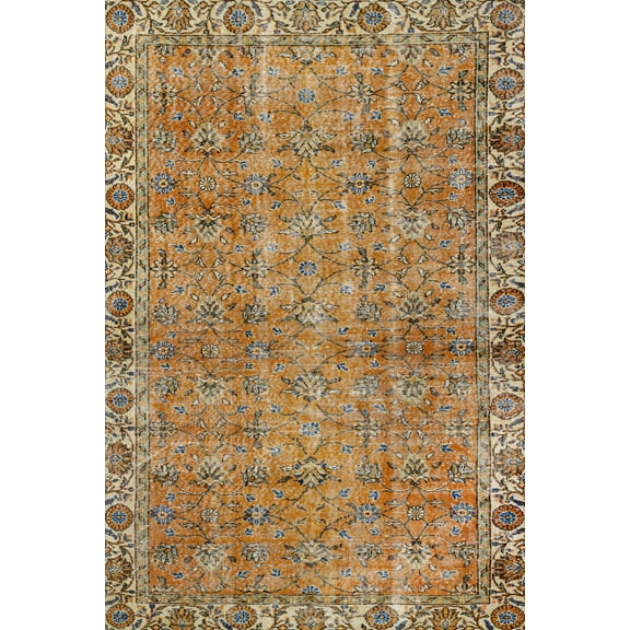 Orange Framed Area Rugs for Living Room Washable Rugs Boho Moroccan Area Rug Soft Neutral Geometric Bohemian Carpet Distressed Indoor Rug for Bedroom Dining Room Office Foldable Nonslip Rug