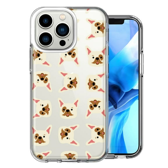 MUNDAZE For Apple iPhone 13 Pro Frenchie Bulldog Polkadots Design Double Layer Phone Case Cover