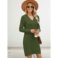 thumbnail image 4 of Vestidos Tipo Suéter Holgados de Otoño con Cuello en V, Larga y por Encima de la Rodilla para Mujer. Verde Oscuro L, 4 of 7