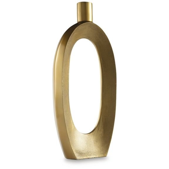 Signature Design by Ashley Lawtonville 21.75" Metal Vase, Antique Gold Finish