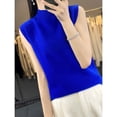 thumbnail image 3 of Chaleco de cachemira 2024 para mujer, 100 % lana merino, suéter interior sin mangas, cuello alto, blusas de oficina, chaleco, 3 of 5