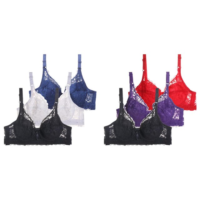 (2-Pack) Rinsvye Women Full Cup Underwire Bra Set Stretchy Fabric Various Sizes Available Stylish Trendy Look Everyday Comfort