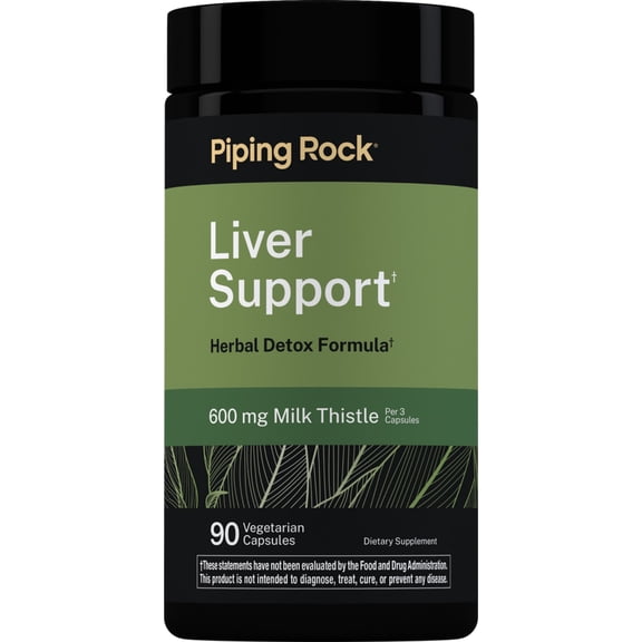 Liver Support | 90 Vegetarian Capsules | with 600mg Milk Thistle | by Piping Rock