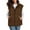 Coffee, variant on Fnooota Womens Puffer Vest, Lightweight Lapel Collar Zip up Sleeveless Winter Outerwear with Pockets Beige Size S-2XL