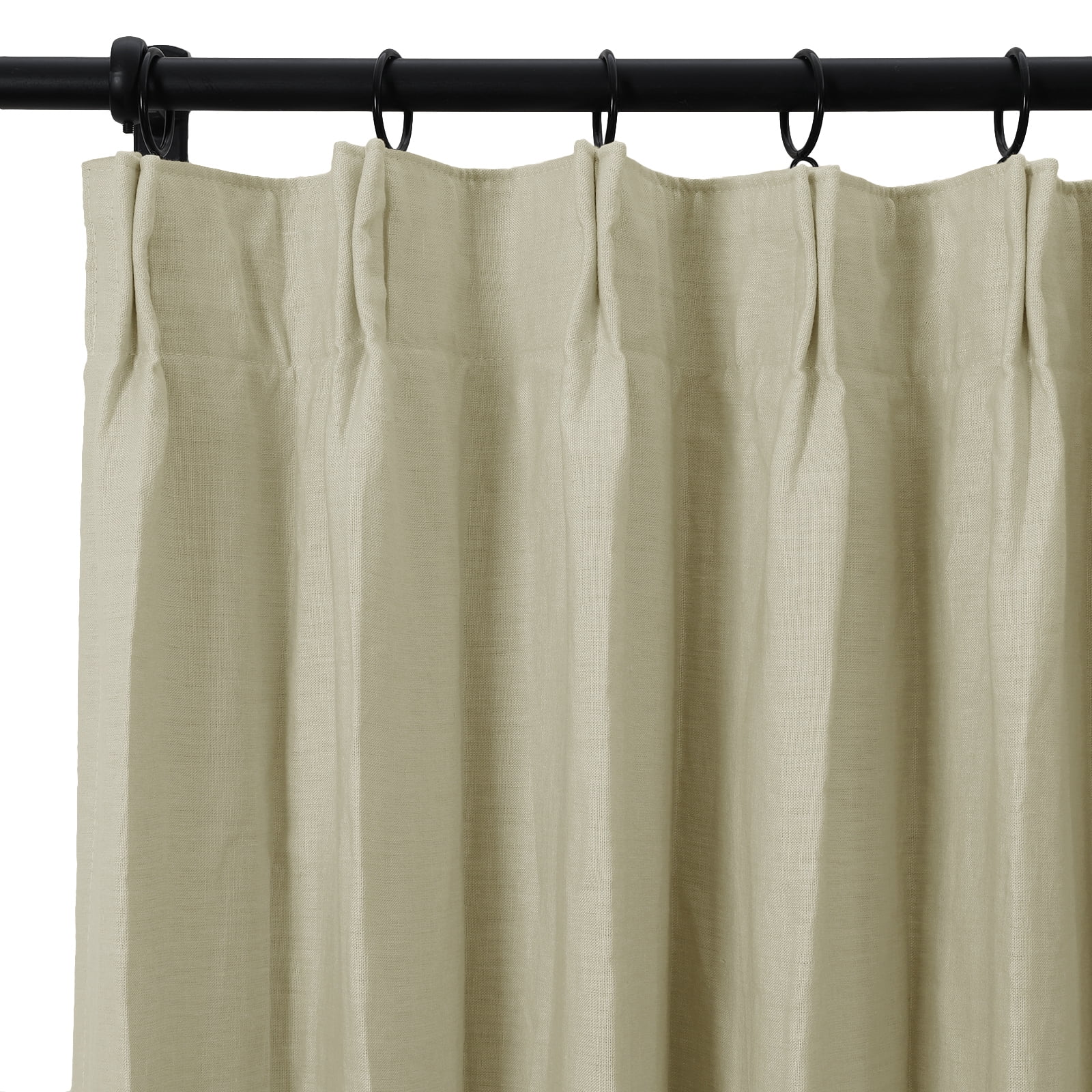 TWOPAGES Light Filtering Curtain 100% Linen Drape Pinch Pleat Window Treatment, 1 Panel, 52"x108", Light Gray