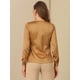 thumbnail image 4 of Camisa de oficina de Trabajo para Mujer Allegra K Blusas de Satén Elegantes de Manga Larga con cuello de Lazo Caqui M, 4 of 5